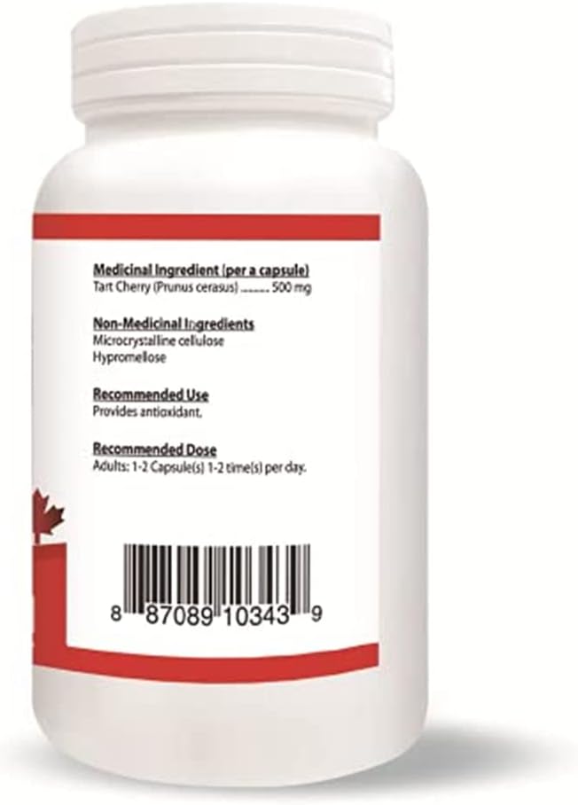 Nutridom North-American Tart Cherry Capsules - 500mg, 120 Count - Natural & Non-GMO Supplement