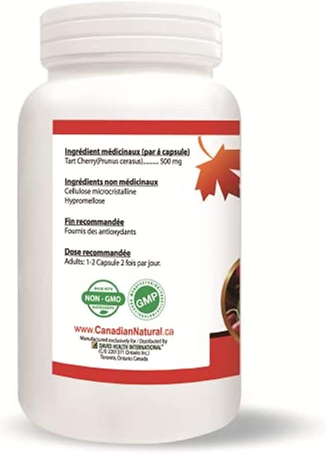 Nutridom North-American Tart Cherry Capsules - 500mg, 120 Count - Natural & Non-GMO Supplement