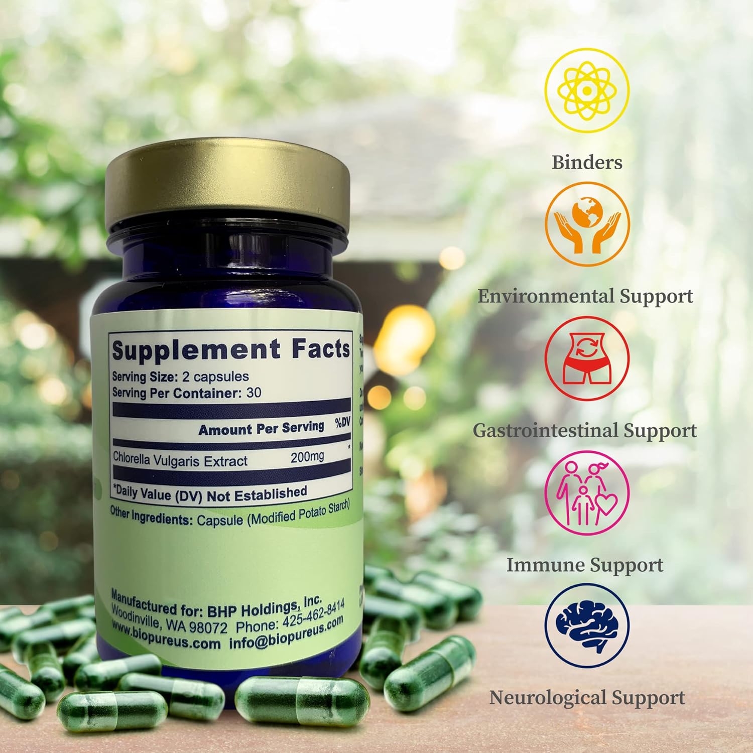 Nutrient-Dense Chlorella Vulgaris Extract Capsules for Metabolism, Detox & Immunity - Packed with Proteins, Vitamins, Minerals & Amino Acids - 60 Capsules