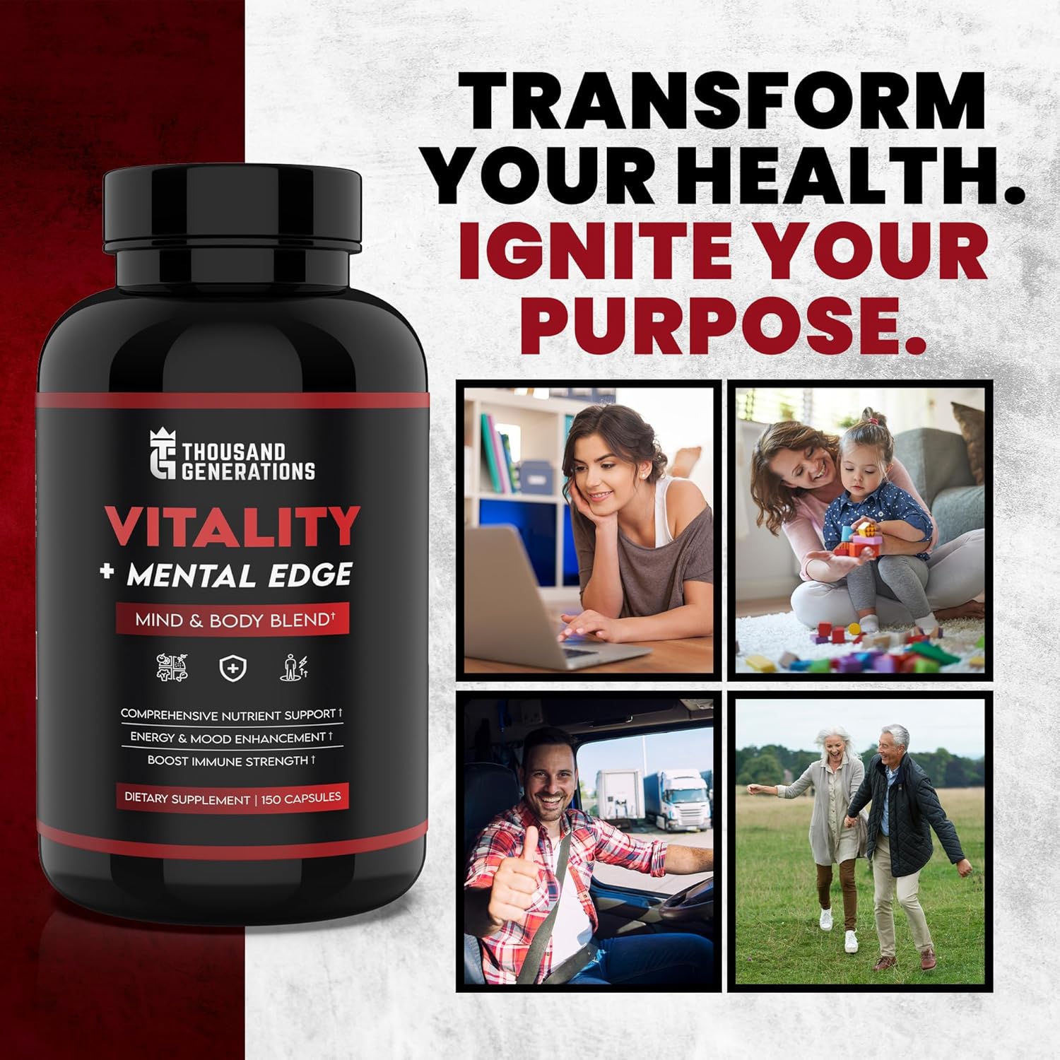 Nutrient-Rich Brain Booster with Grass-Fed Beef Liver & Colostrum, Alpha GPC, Rhodiola, Ginkgo, Bacopa - Focus & Energy Support