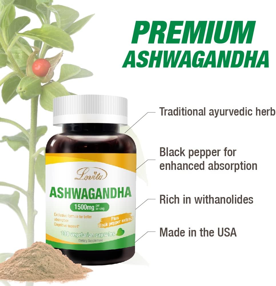 Nutrient-Rich Bundle: Lovita Flaxseed Oil & Ashwagandha Dietary Supplement for Better Nutrition & Well-Being