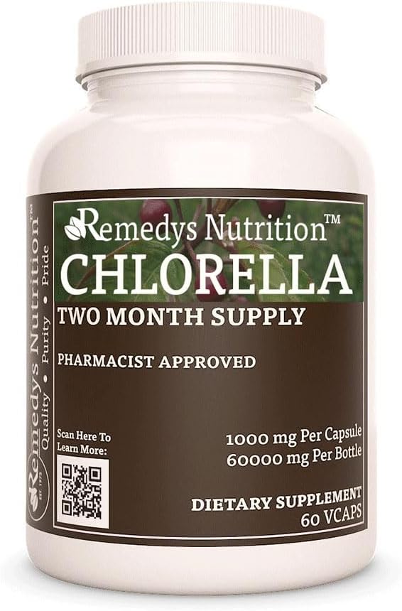 Nutrient-Rich Chlorella Seaweed Capsules | 1,000mg, 60 Vegan Herbal Supplements | 2 Month Supply | Non-GMO, Gluten-Free, Dairy-Free