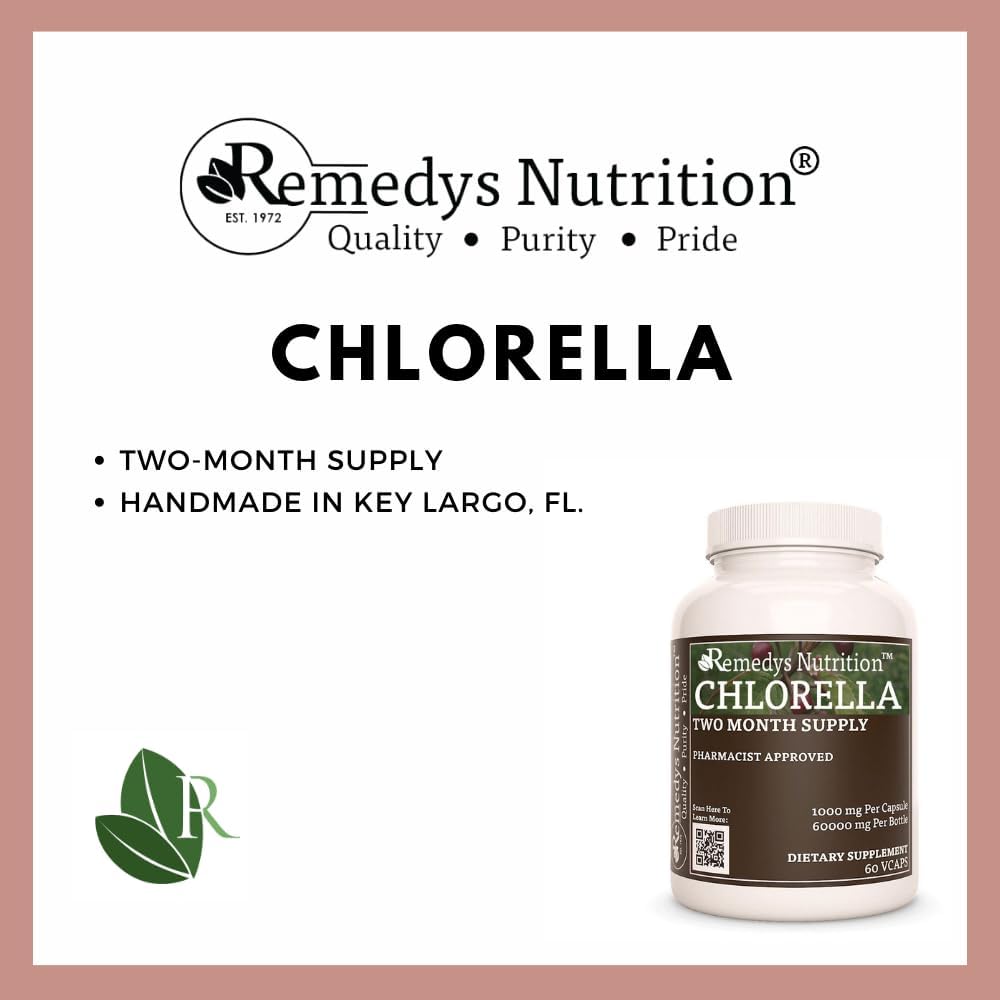 Nutrient-Rich Chlorella Seaweed Capsules | 1,000mg, 60 Vegan Herbal Supplements | 2 Month Supply | Non-GMO, Gluten-Free, Dairy-Free