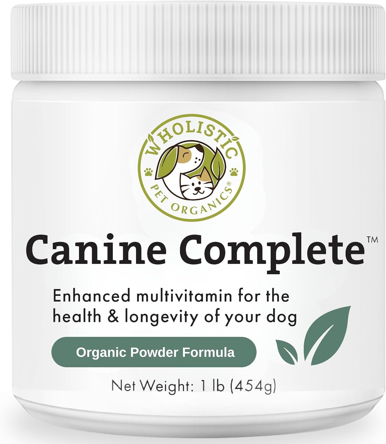 Nutrient-Rich Dog Multivitamin Powder for Immune System, Skin & Coat - Wholistic Pet Organics Canine Complete - 1 Lb Size