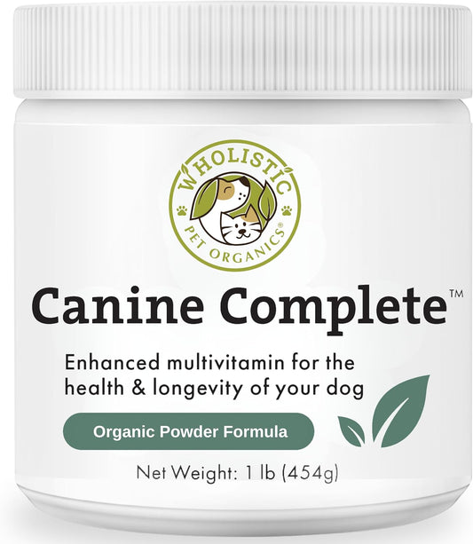 Nutrient-Rich Dog Multivitamin Powder for Immune System, Skin & Coat - Wholistic Pet Organics Canine Complete - 1 Lb Size