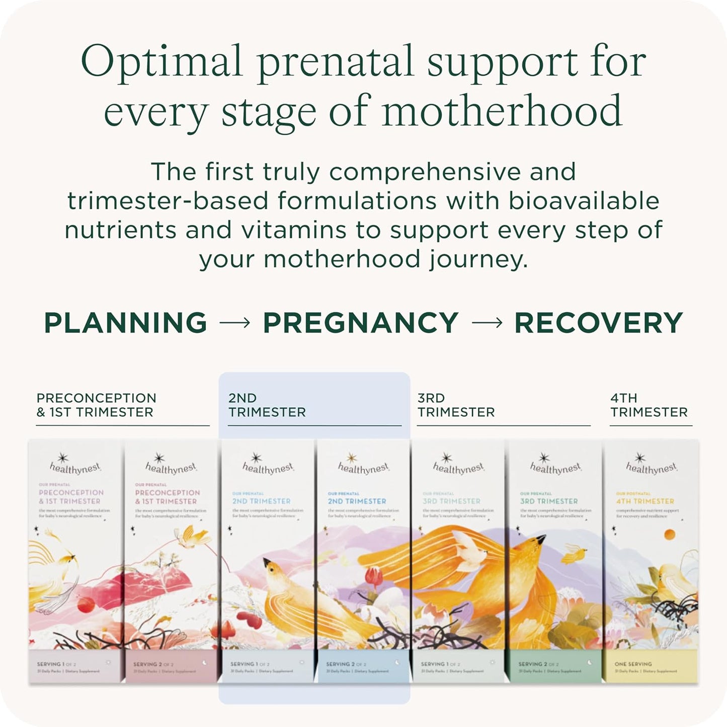 Nutrient-Rich Healthybaby HealthyNest Prenatal Vitamins | Supports Fetal Brain Development | Methylfolate, Choline, DHA, Iron | 31 Day Supply