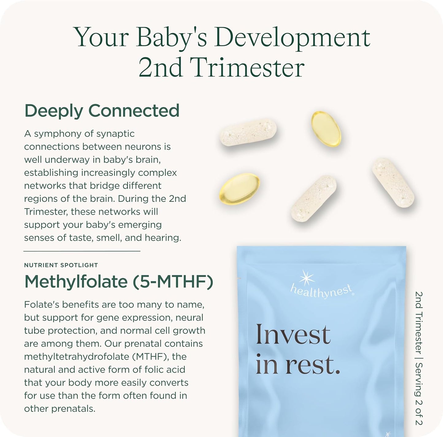 Nutrient-Rich Healthybaby HealthyNest Prenatal Vitamins | Supports Fetal Brain Development | Methylfolate, Choline, DHA, Iron | 31 Day Supply