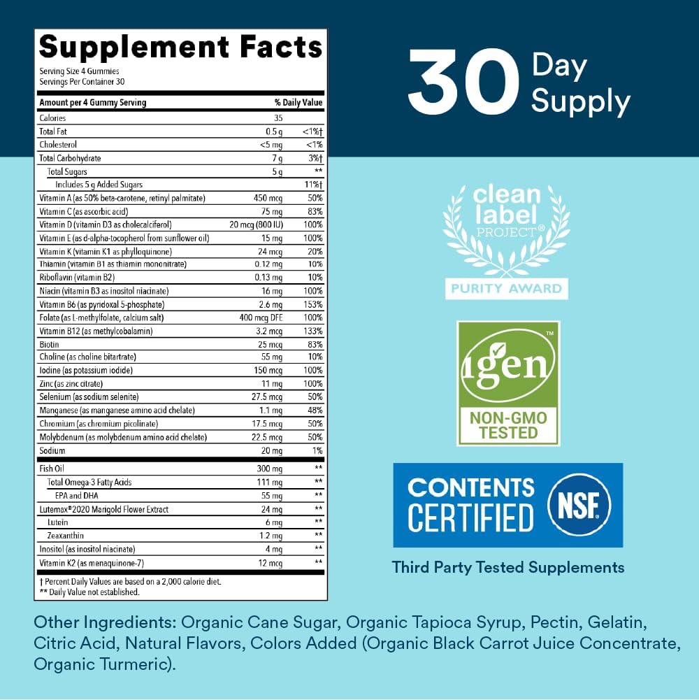 Nutrient-Rich Kids & Teen Guy Multivitamin Gummies with Omega 3 Fish Oil EPA/DHA