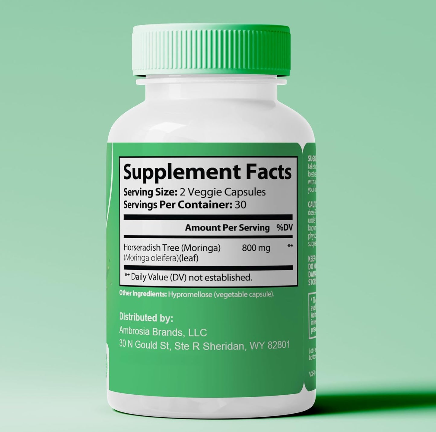 Nutrient-Rich Moringa Powder Capsules for Energy, Skin & Gut Health - Green Antioxidant Superfood with Essential Vitamins & Amino Acids