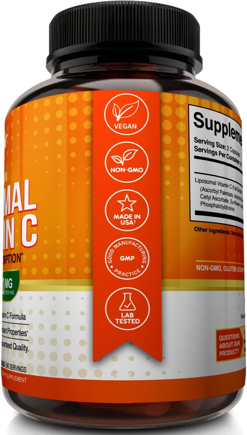 NutriFlair Liposomal Vitamin C 1700mg Capsules - High Absorption Antioxidant Supplement for Immune Support & Collagen Boost - Non-GMO Vegan Formula