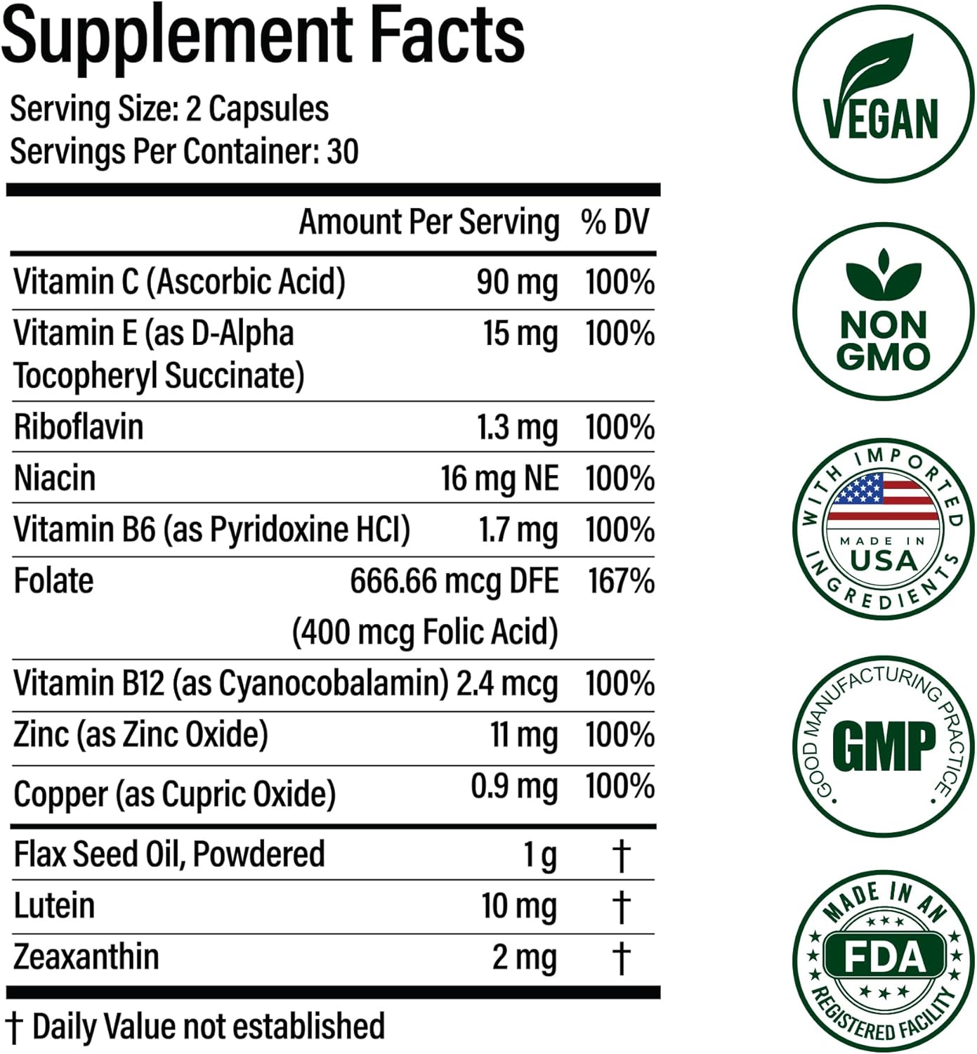 NutrifyMD Eye Health Supplement with Lutein, Zeaxanthin, Omega-3, B Vitamins - 60 Capsules