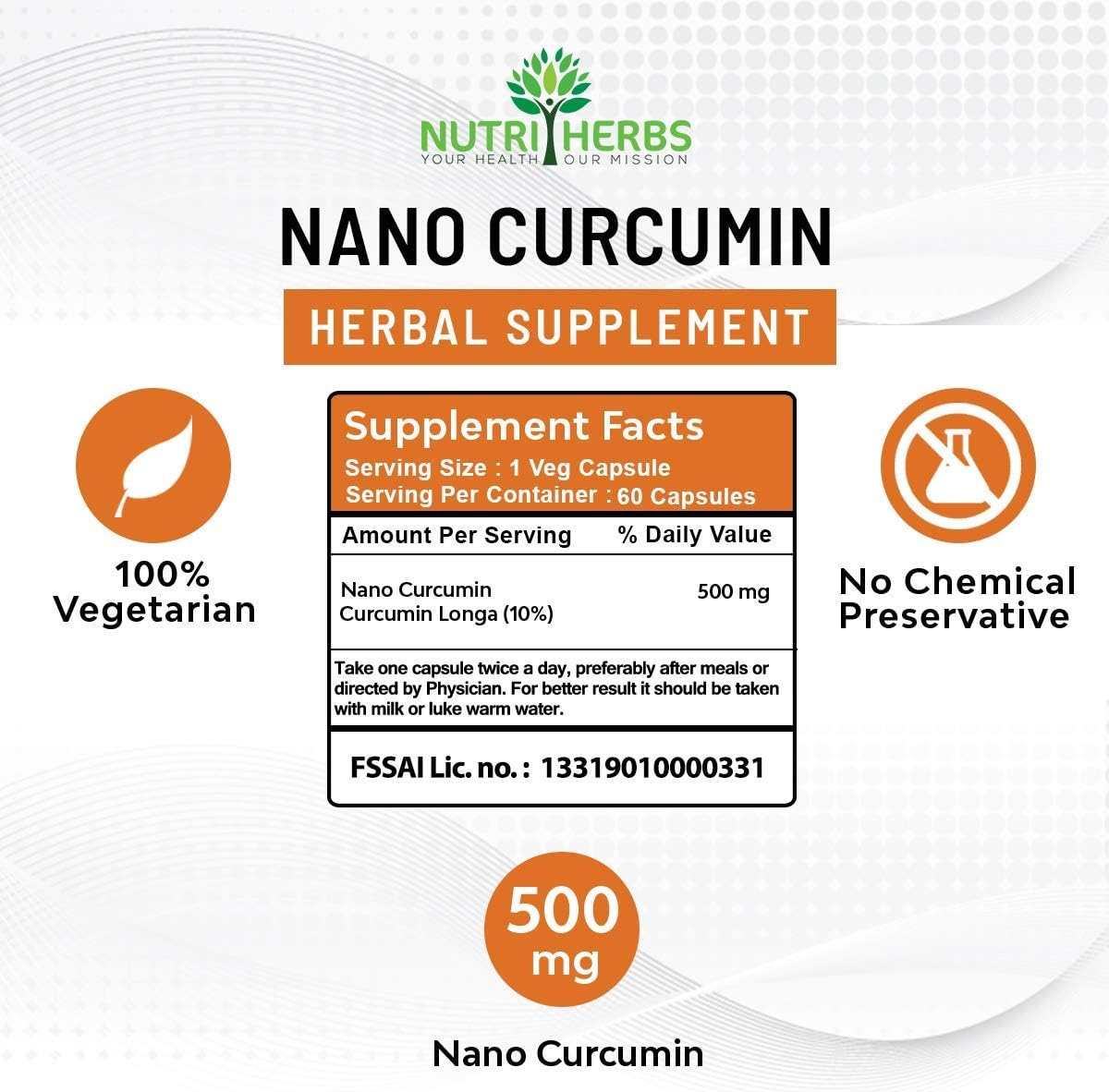Nutriherbs Nano Curcumin Longa - Turmeric Extract Capsules for Men & Women - Kaxilu Dharma Supplement