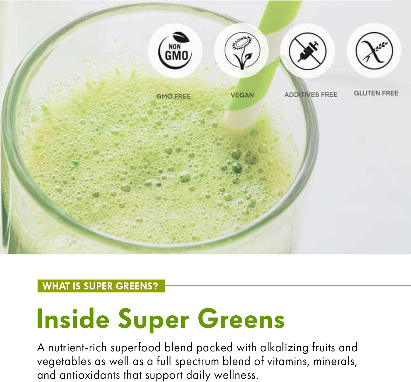 Nutriherbs Super Greens Powder - 225g | Powerful Green Superfood with Probiotics for Energy, Immunity & Digestion | 30 Servings