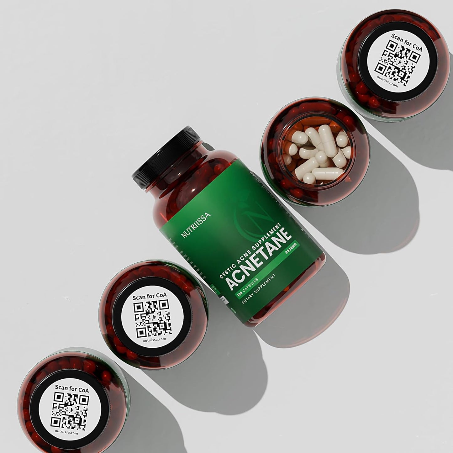 Nutriissa ACNEtane - Vegan Capsules for Hormonal & Cystic Acne Control - EPEB Certified Pantothenic Acid & L-Carnitine Formula