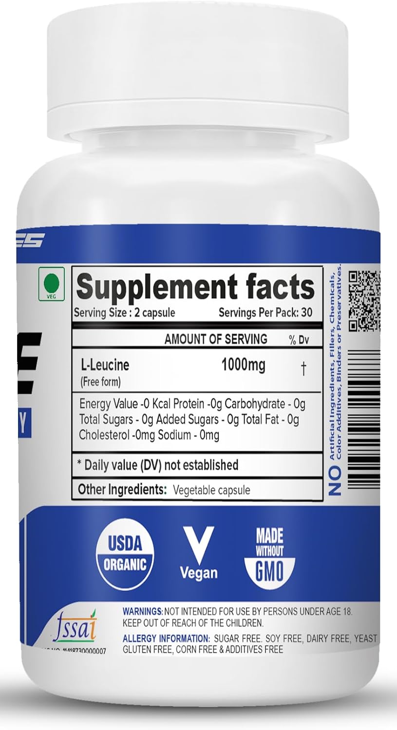 NutriJa L-Leucine Capsules 1000mg | Supports Lean Muscle Growth & Strength (120 Capsules)
