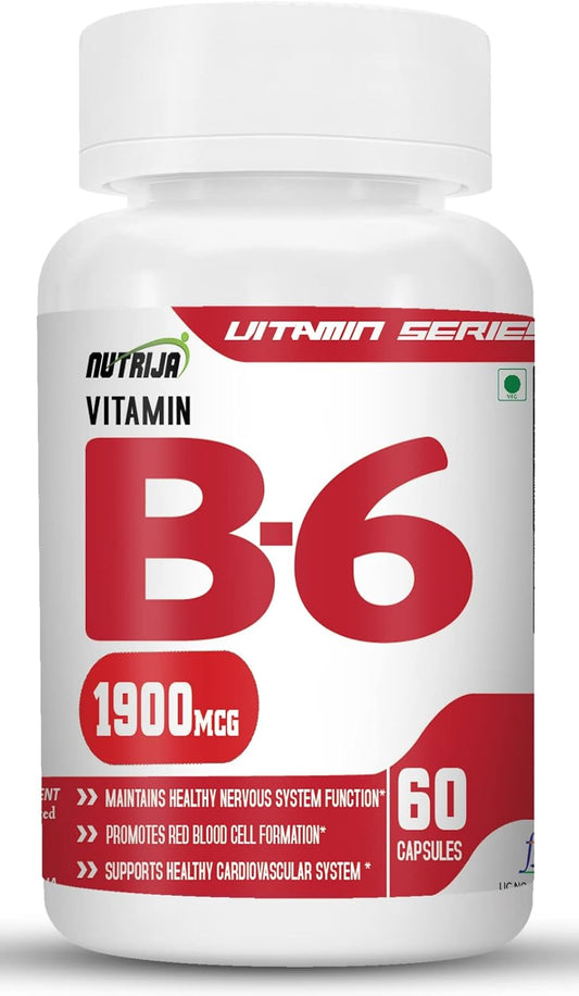 NutriJa Vitamin B6 Capsules - 120 Capsules for Daily Health Support