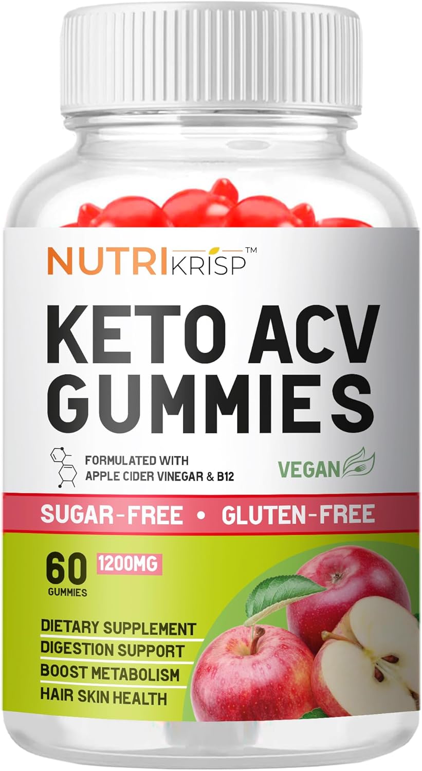 NutriKrisp Keto ACV Gummies - Advanced Weight Loss & Belly Fat Burn Supplement (1200MG) - Sugar-Free & Gluten-Free - For Men & Women