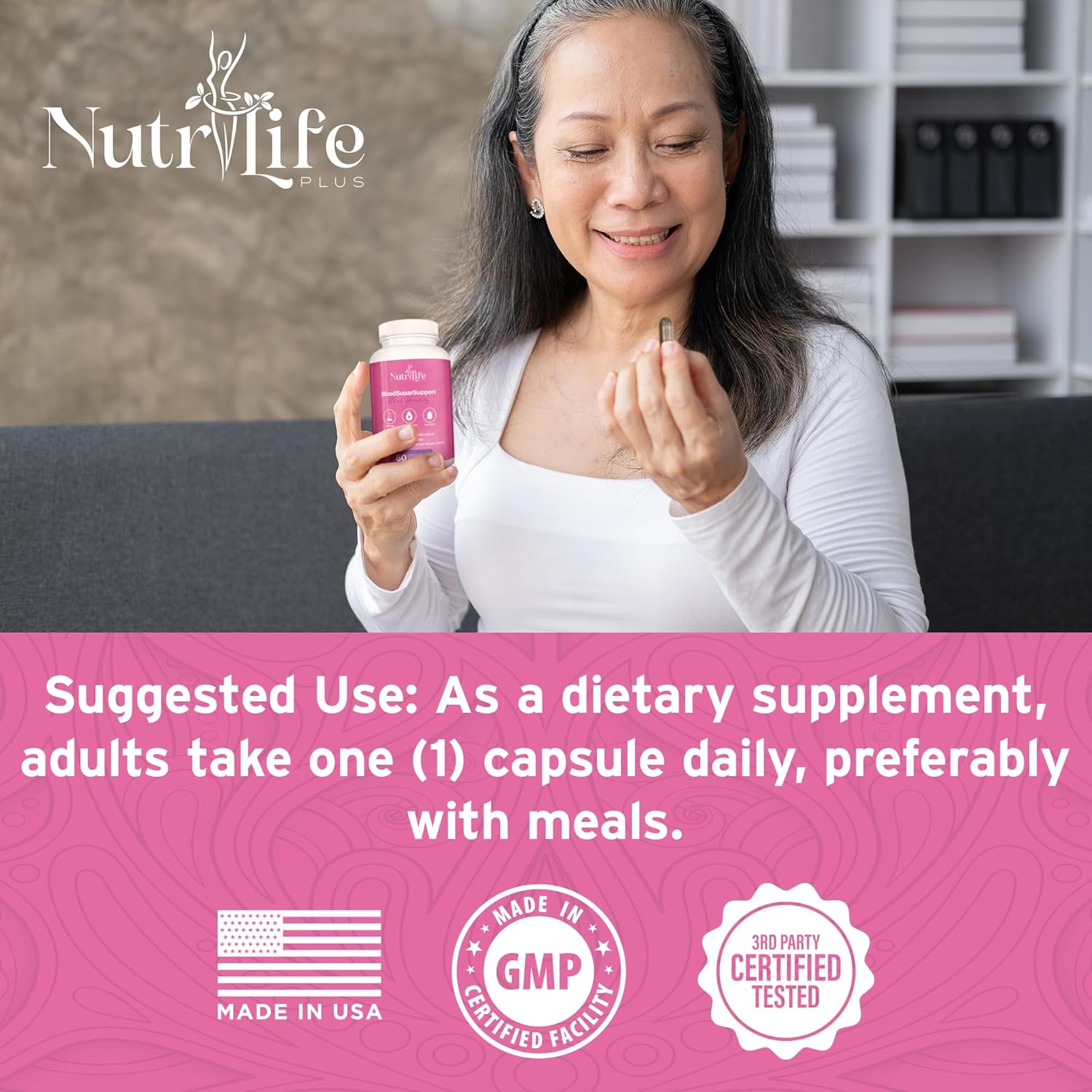 Nutrilife Plus Blood Pressure Support Supplement with Hawthorne Extract, Vitamin C, Folate, and Garlic Powder - Supports Heart Health and Circulation