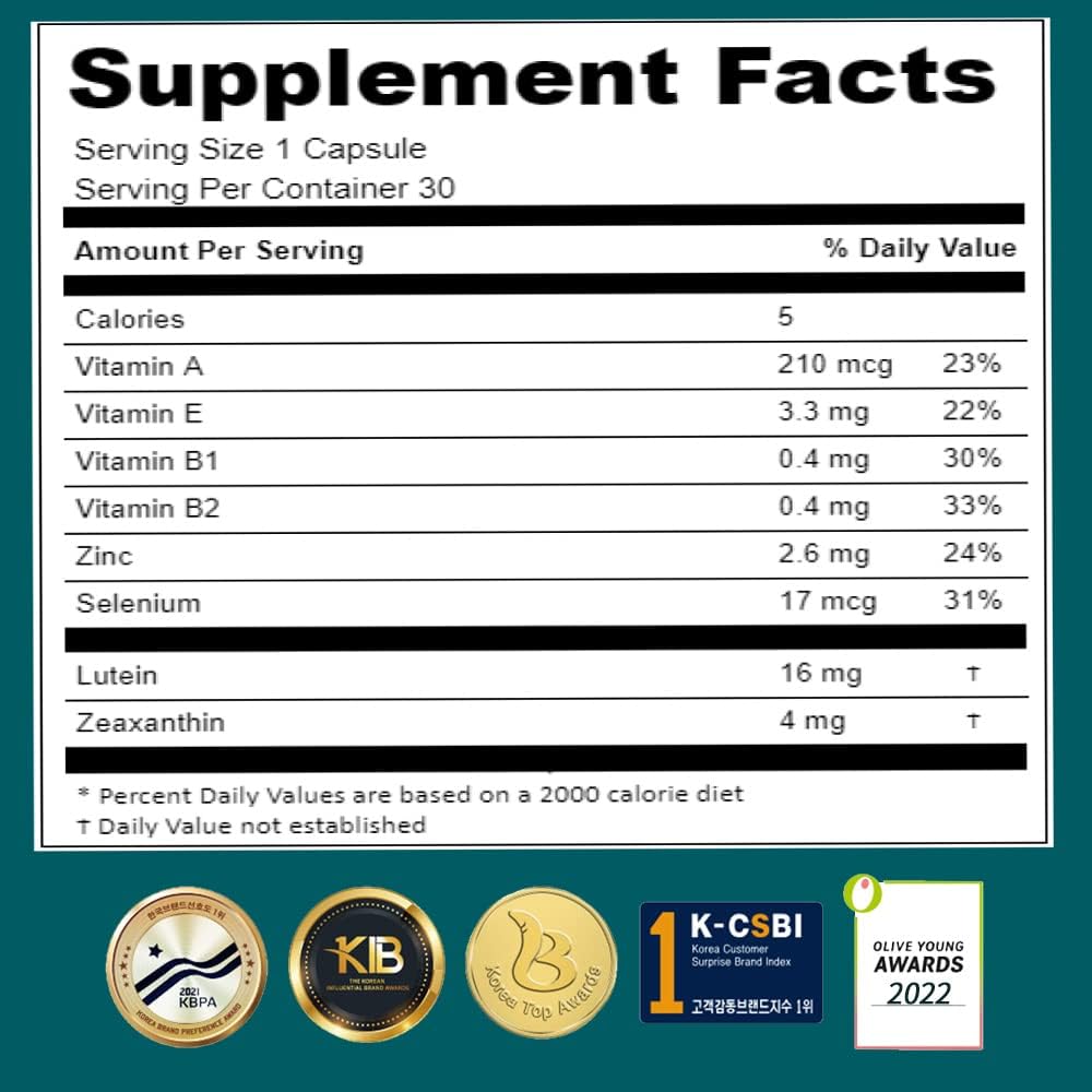 Nutrione Lutein Zeaxanthin Capsules for Eye Health - Bilberry Extract, Vision Care Supplement with Vitamins, Selenium, Zinc - 30 Count