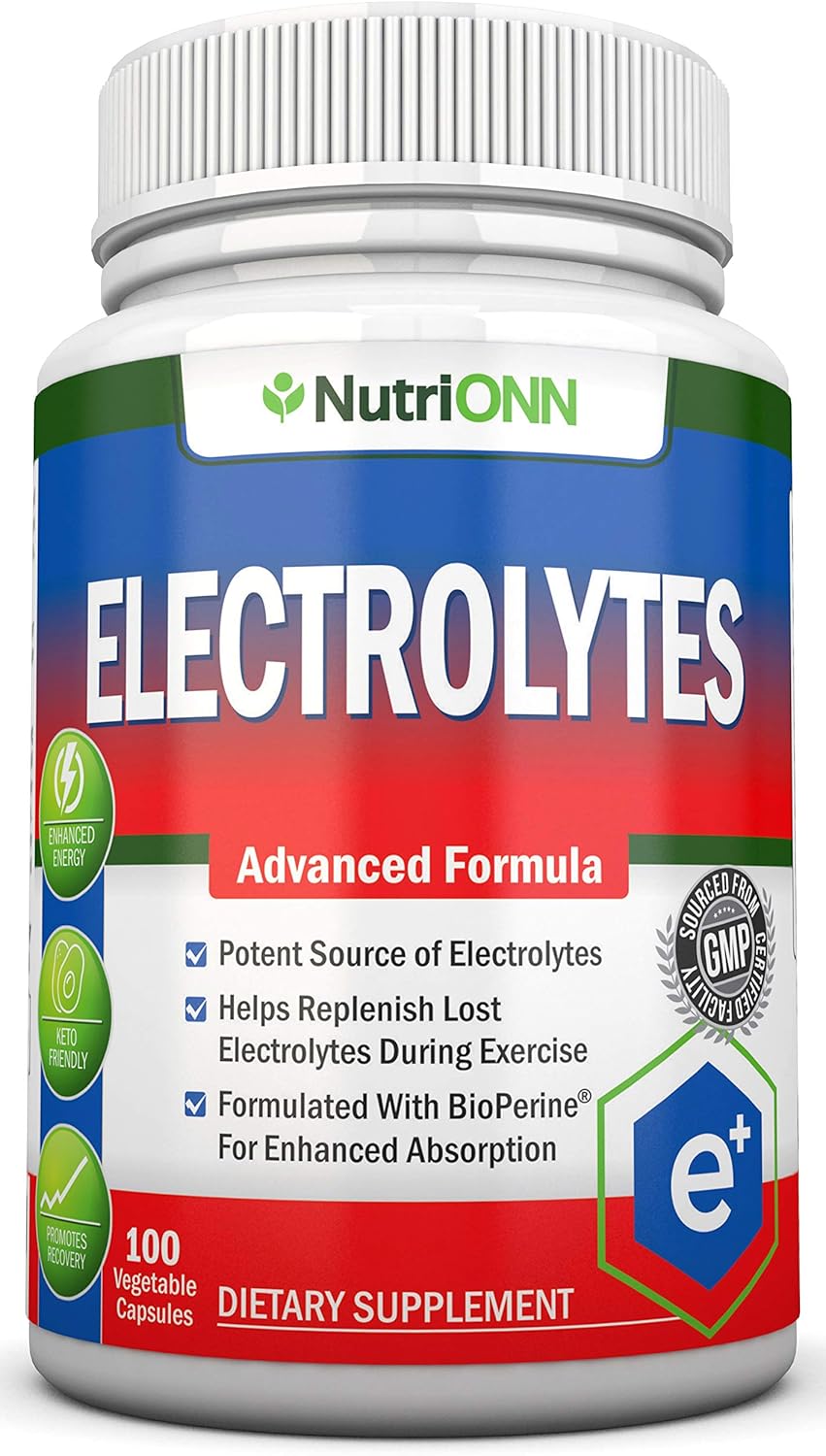 NutriONN Electrolyte Replacement Capsules - Natural Keto-Friendly Pills for Hydration and Revitalization - Potassium, Magnesium, Sodium Salts - 100 Capsules