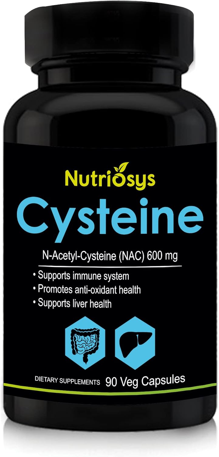 Nutriosys Cysteine 600mg - 90 Vegetarian Capsules for Immune System Support