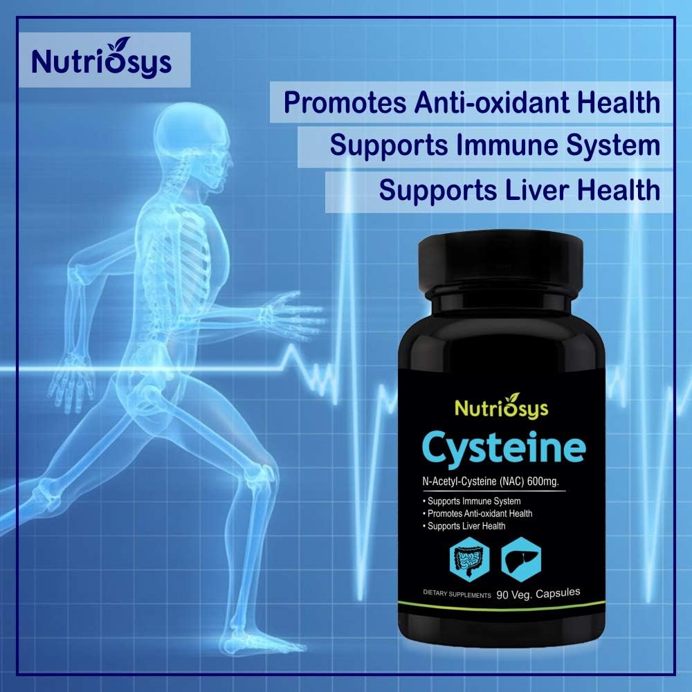 Nutriosys Cysteine 600mg - 90 Vegetarian Capsules for Immune System Support