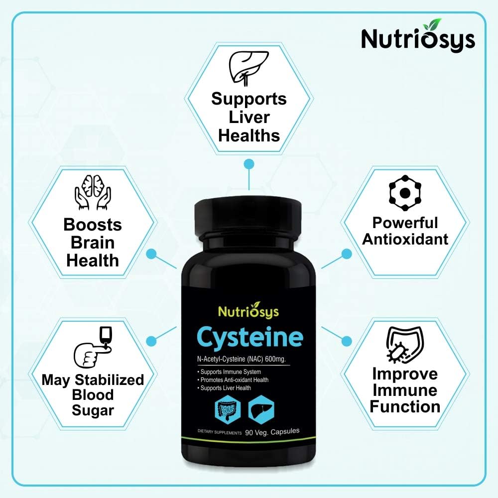 Nutriosys Cysteine 600mg - 90 Vegetarian Capsules for Immune System Support