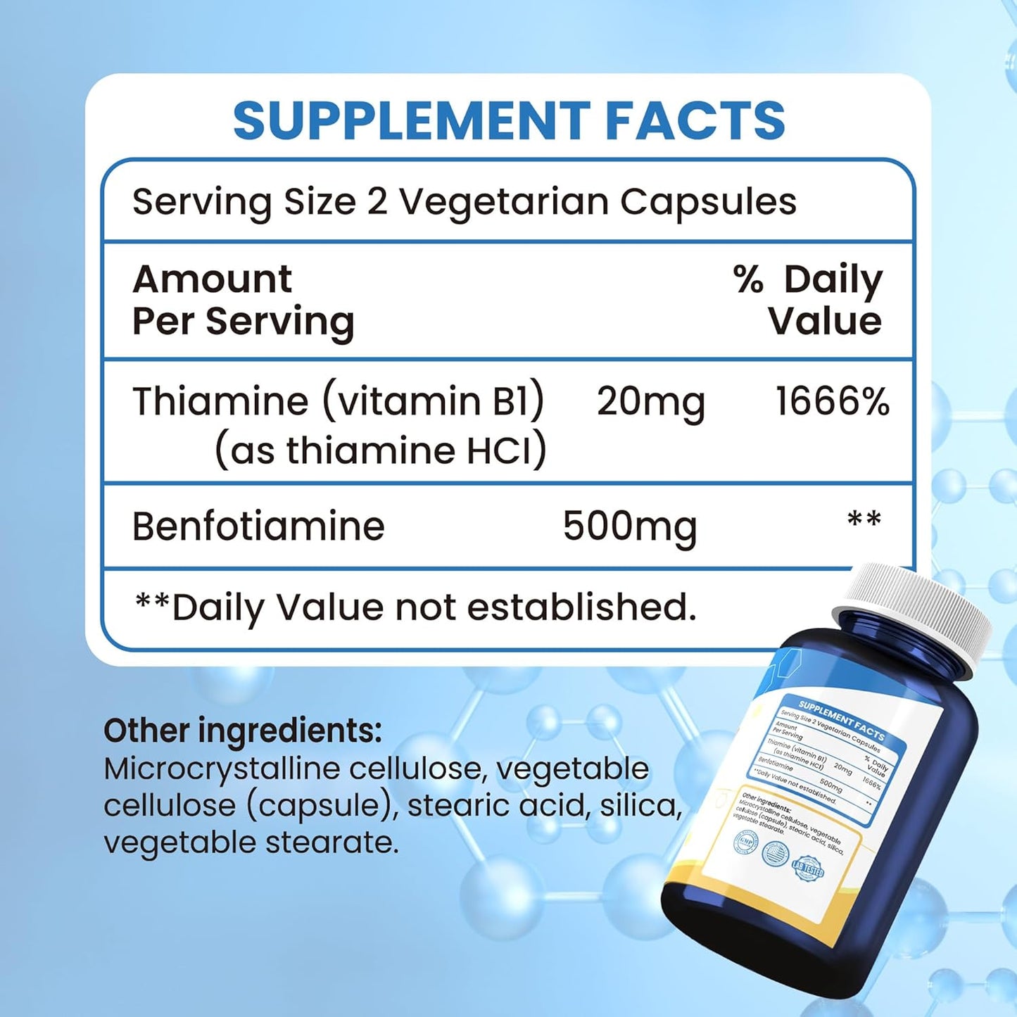 Nutriselect Benfotiamine 500MG Vitamin B1 Capsules - 120 Count, Non-GMO, Vegan, Gluten Free