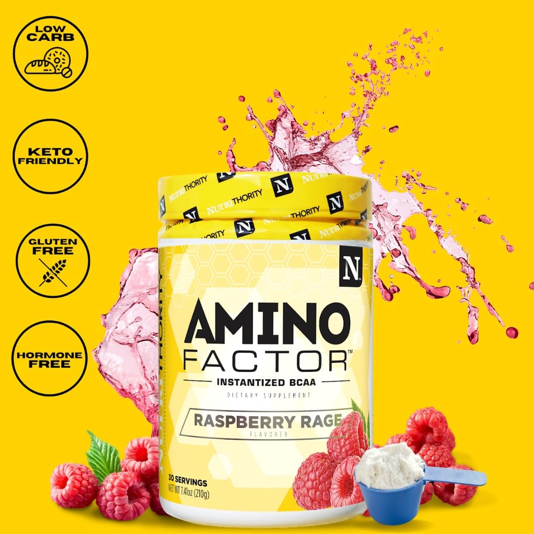Nutrithority Amino Factor Hawaiian Tango BCAAs - 30 Servings, Sugar-Free Intra & Post-Workout Drink for Muscle Recovery & Hydration