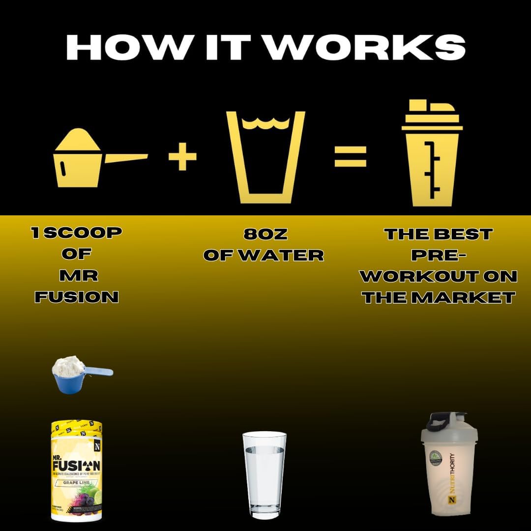 Nutrithority Mr.Fusion Pineapple Punch Pre Workout Supplement - 40 Servings, Energy Powder for Strength & Gains, Nitric Oxide Booster for Intense Focus & Pumps with No Crash