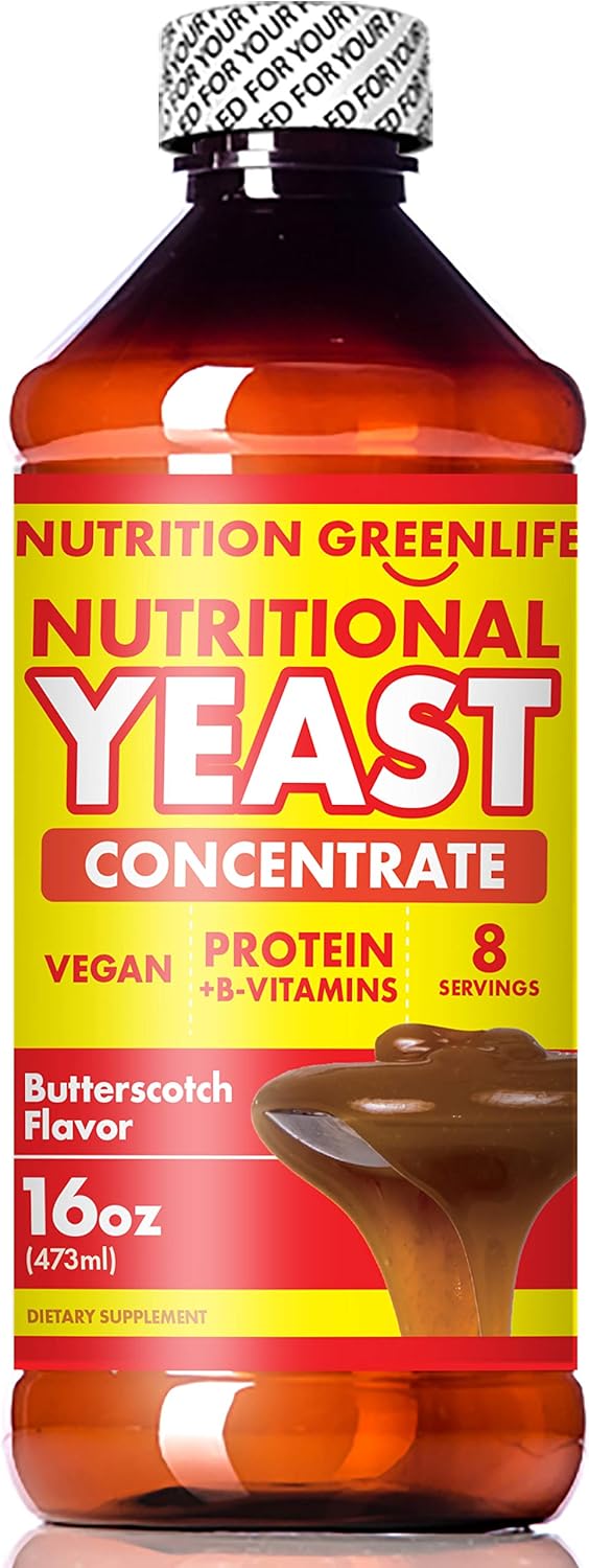 Nutrition Greenlife GUKANUYI Butterscotch Nutritional Yeast Concentrate (16 fl oz) with Vitamin B-12 and Amino Acids