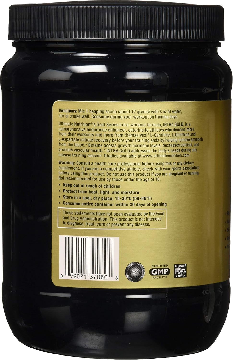 Nutrition Intra Gold Workout Energy Supplement with Electrolytes, Carnitine, Ornithine, and Aspartate - 30 Servings, Sour Apple Flavor