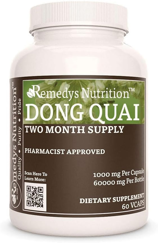 Nutrition Remedy Dong Quai Capsules - 1,000mg | 60 Vegan Herbal Supplements | Two Month Supply | Non-GMO, Gluten-Free, Dairy-Free