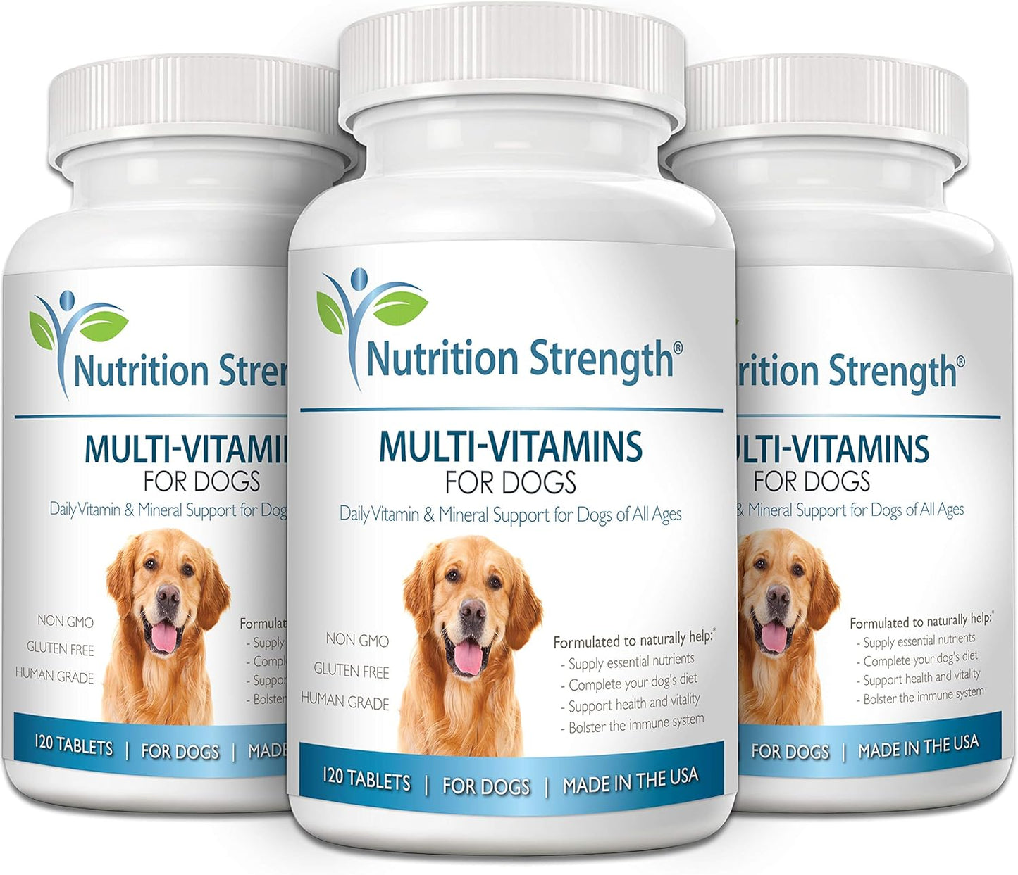 Nutrition Strength Dog Multivitamins: Daily Vitamin & Mineral Support, 120 Chewable Tablets, Immune Health Boost