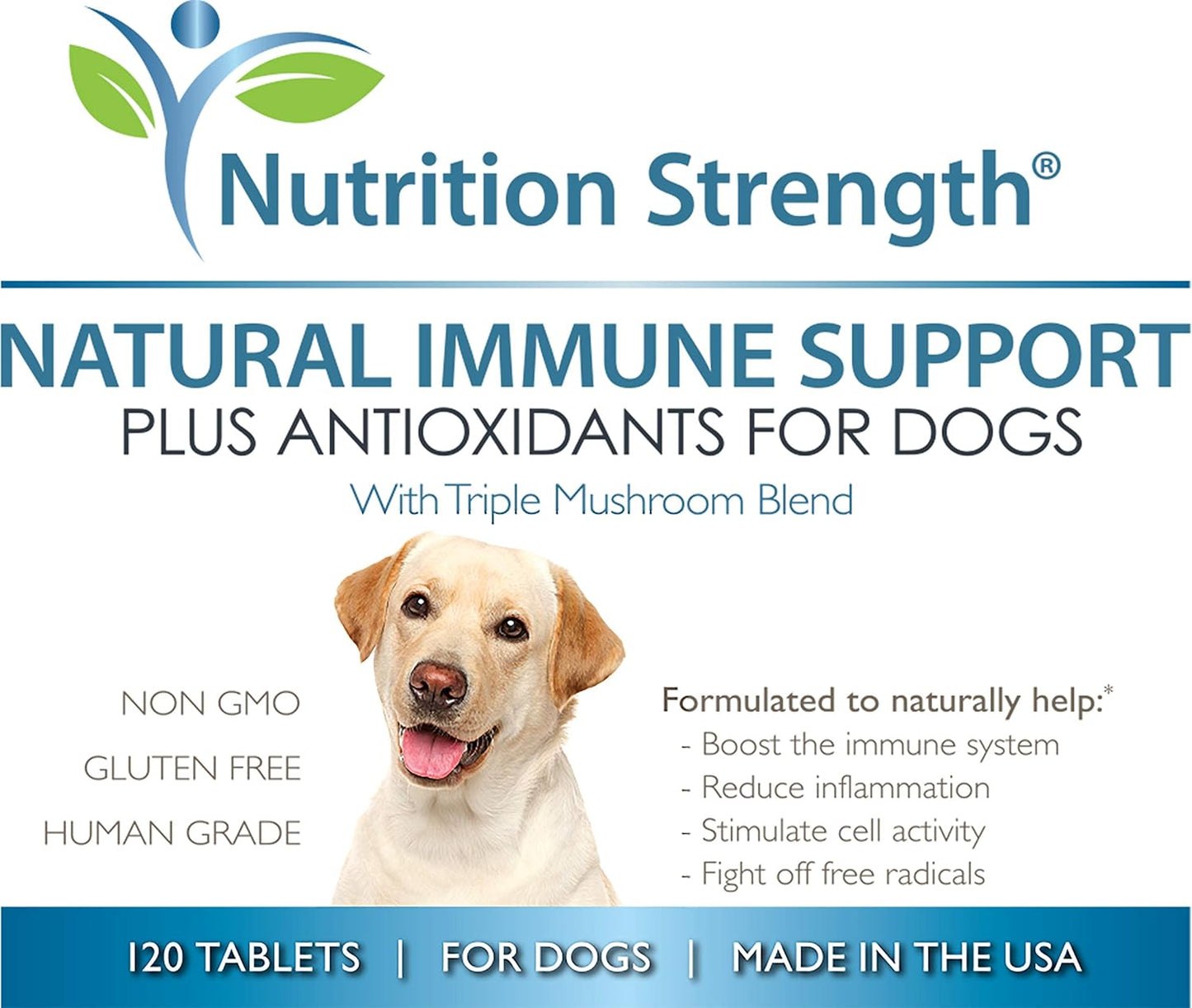 Nutrition Strength Immune Support & Antioxidant Mushrooms for Dogs with Coenzyme Q10 - 120 Chewable Tablets