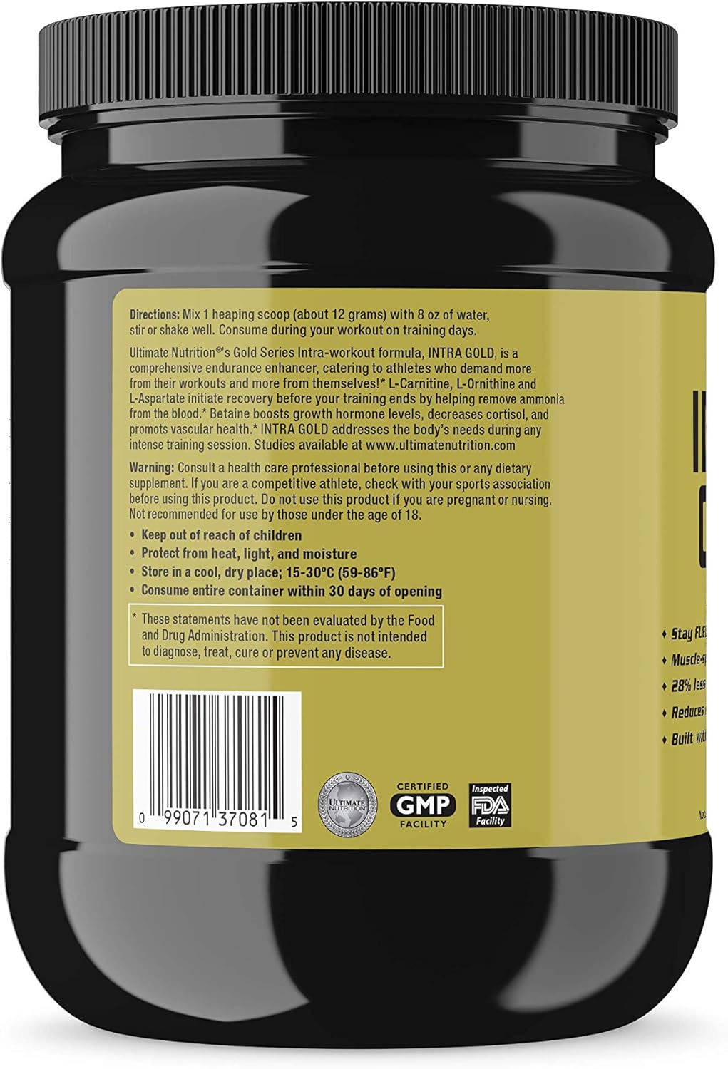 Nutritional Intra Gold Workout Energy Supplement with Electrolyte Blend, Carnitine, Ornithine, Aspartate - 30 Servings, Wild Strawberry Flavor