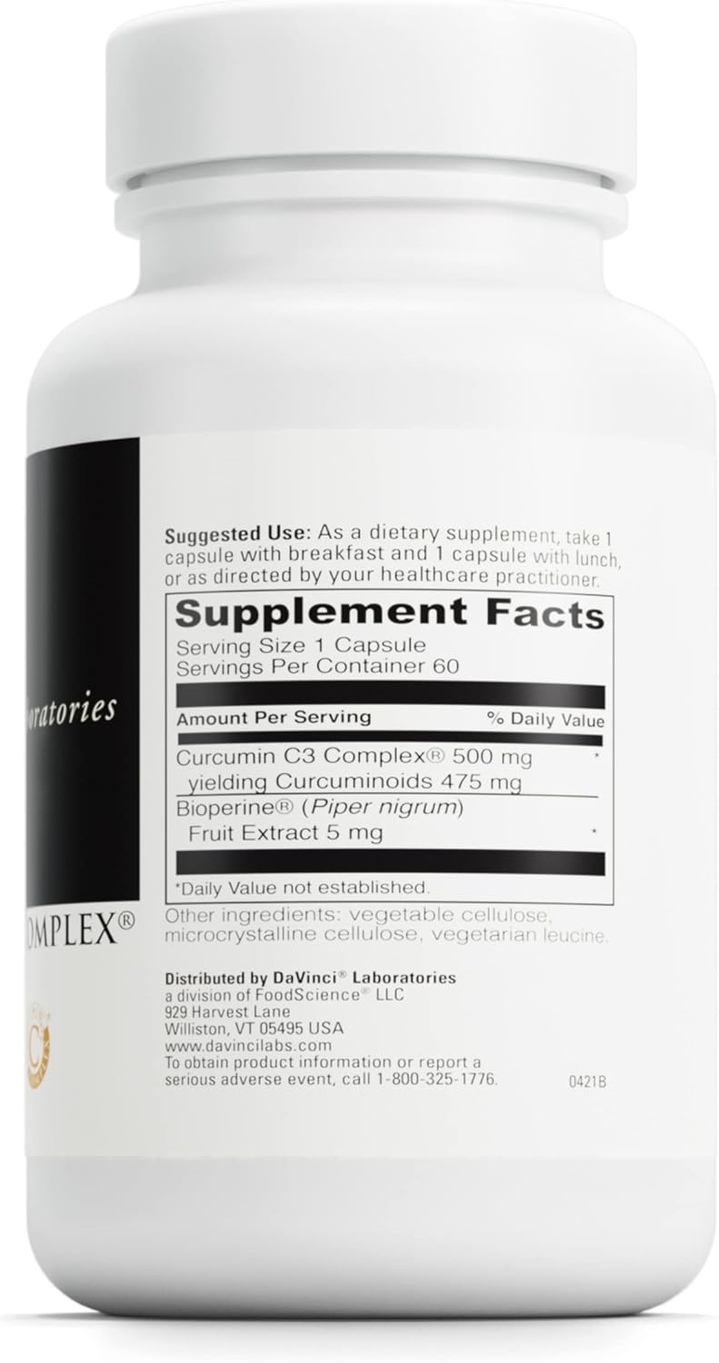 Nutritional Supplement for Gallbladder and Liver Support - Curcumin C3 Complex with Curcuminoids and Bioperine - Gluten-Free - 60 Vegetarian Capsules