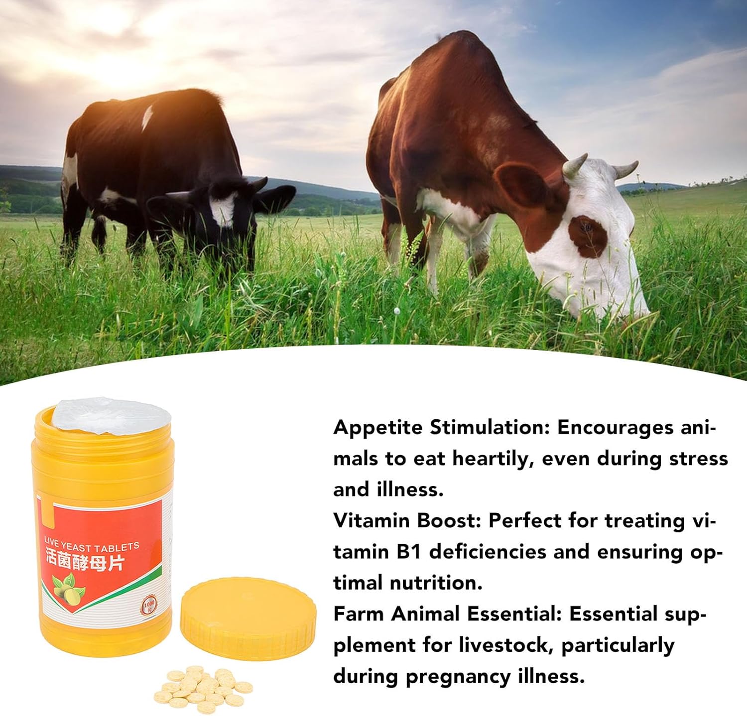 Nutritional Yeast Tablets for Cattle, Sheep, and Poultry - 1000 Counts Yeast Supplement by HEEPDD