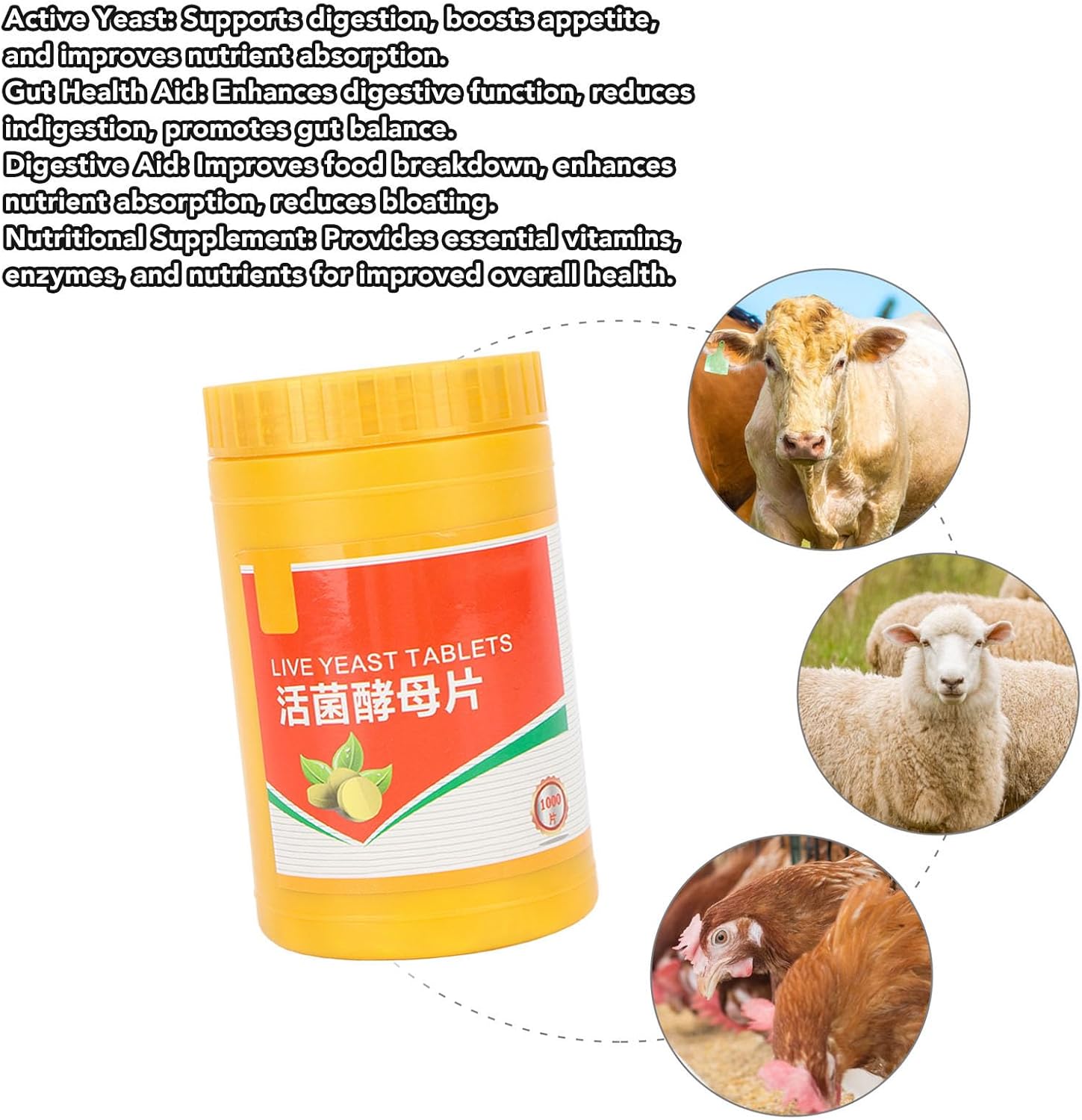 Nutritional Yeast Tablets for Cattle, Sheep, and Poultry - 1000 Counts Yeast Supplement by HEEPDD