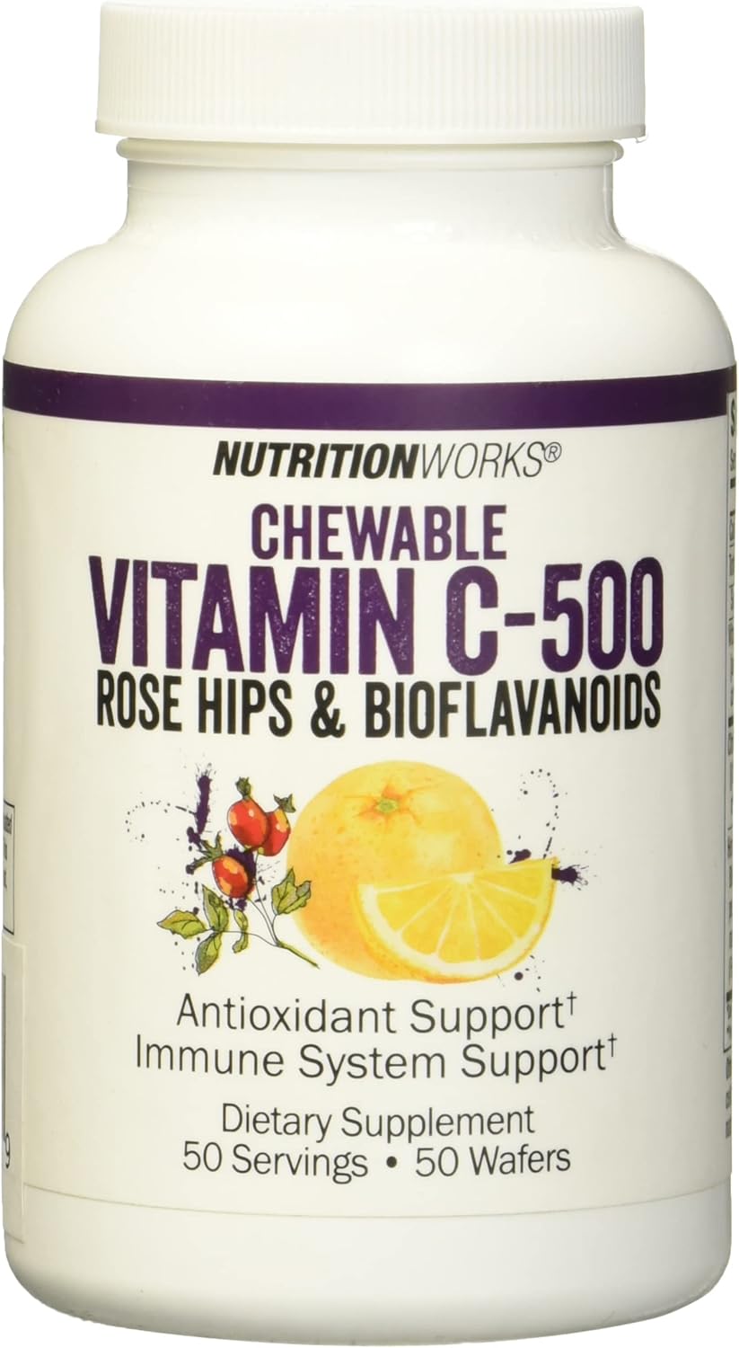 NutritionWorks Vitamin C Chewable - Boosts Immune System with Potent Antioxidants - 50 Servings