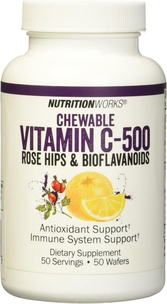 NutritionWorks Vitamin C Chewable - Boosts Immune System with Potent Antioxidants - 50 Servings