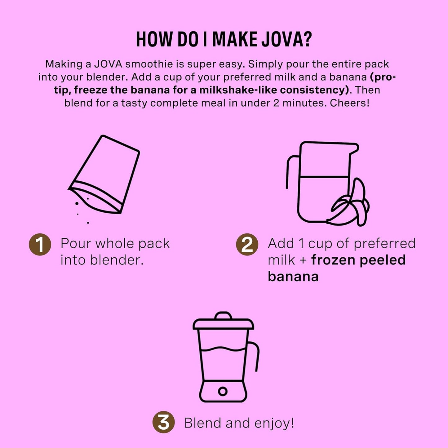 Nutritious Superfood Meal Replacement - Jova Jova All-in-One Blend with Oats, Cacao, Cashews, Collagen, and Chia Seed - 25g Protein, 11g Fiber, 2g Sugar - Double Chocolate, Single Serve