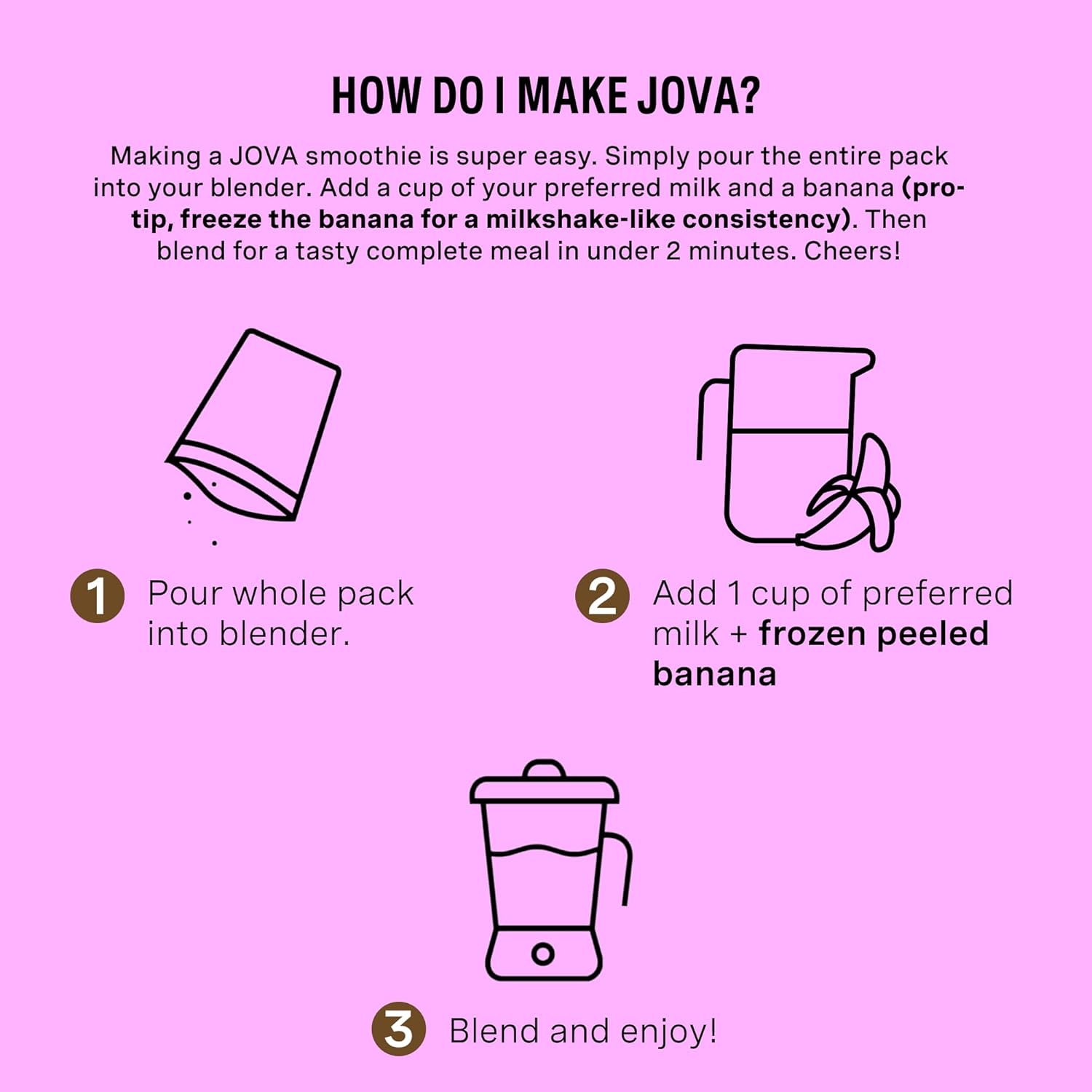 Nutritious Superfood Meal Replacement - Jova Jova All-in-One Blend with Oats, Cacao, Cashews, Collagen, and Chia Seed - 25g Protein, 11g Fiber, 2g Sugar - Double Chocolate, Single Serve