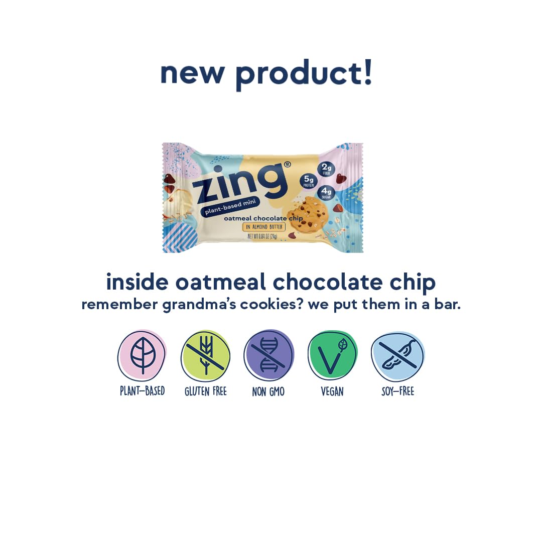 Nutritious Zing Oatmeal Chocolate Chip Kids Protein Bars - 18 Count, Gluten Free, High Protein, Vegan, Dairy Free, Low Sugar Vegan Bars