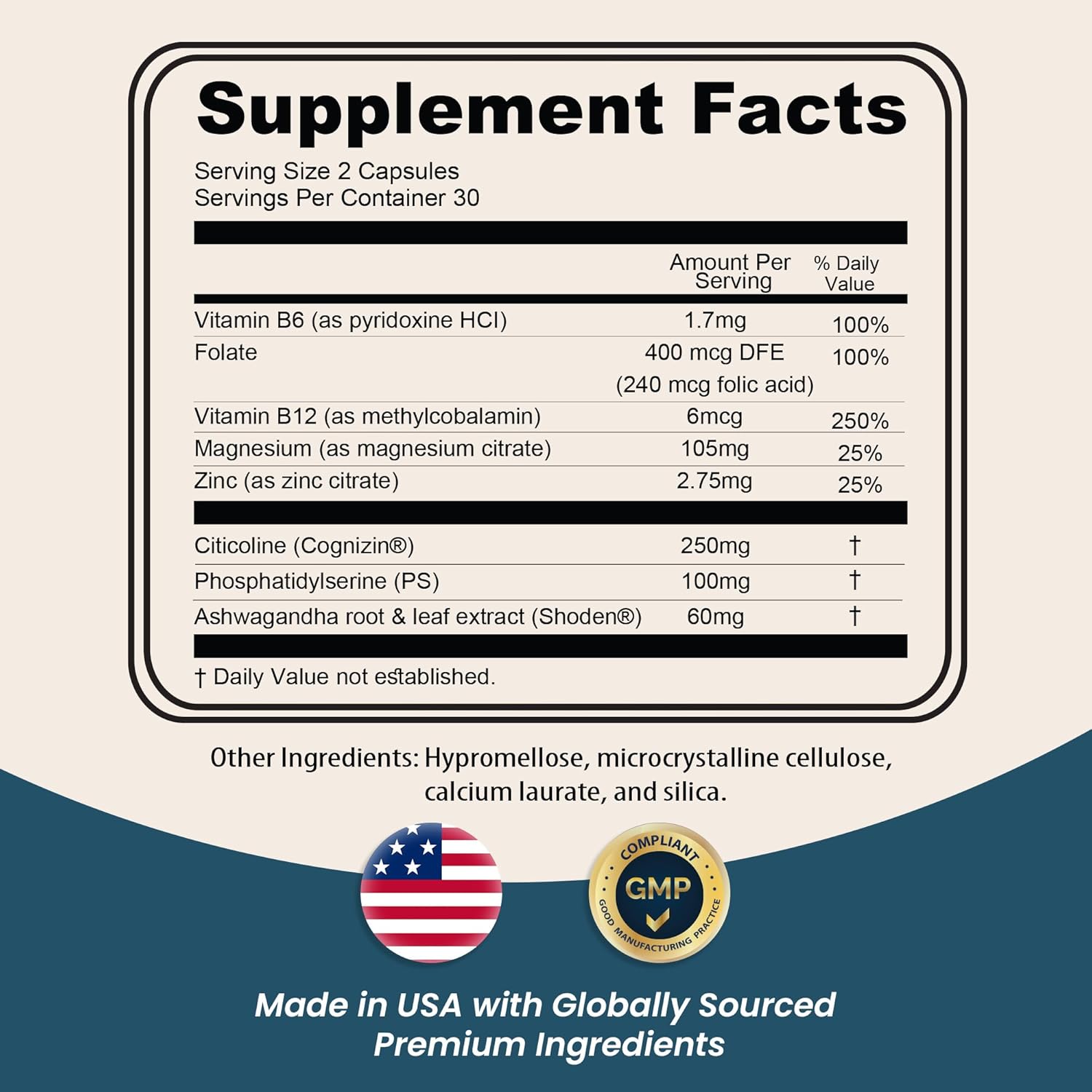 Nutritunes NutriWit - Cognitive Function Supplement for Brain Health and Focus - Non-GMO, Gluten-Free - 60 Capsules