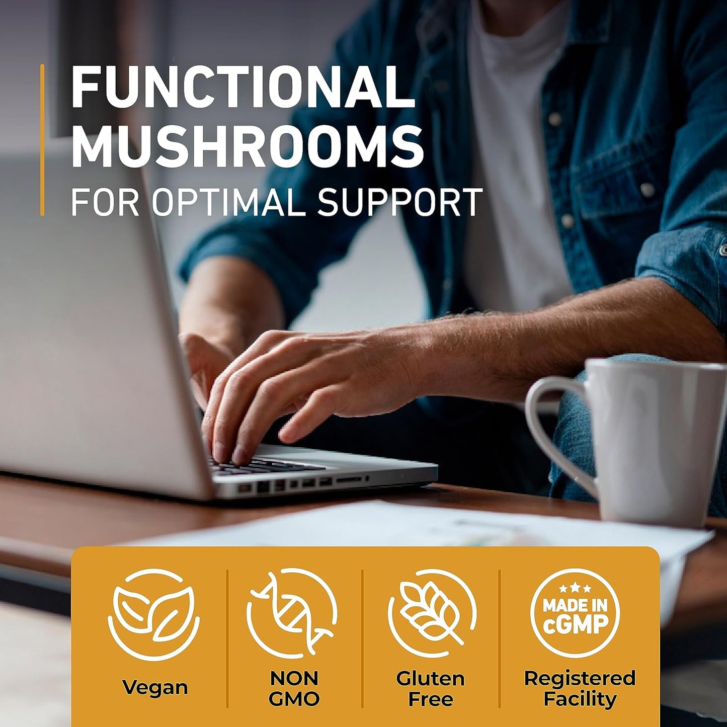 nutriyum Mushroom Gummies - Immune, Energy, & Cognitive Support Blend with Lions Mane, Ashwagandha, and More - 120 pcs
