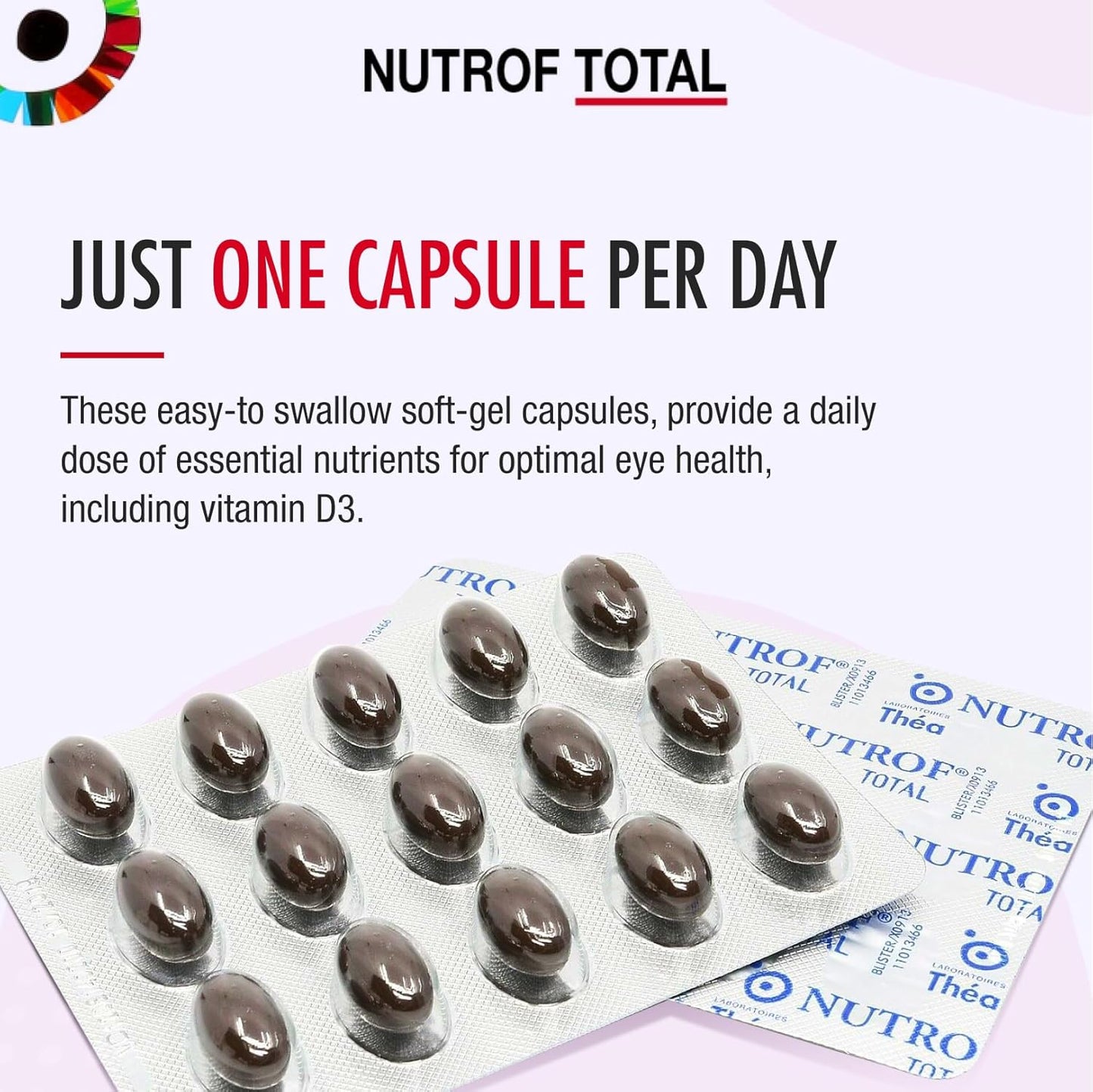 Nutrof Total Eye Health Supplement Capsules with Lutein, Zeaxanthin, Omega 3, Antioxidants - 30 Capsules - 1 Month Supply