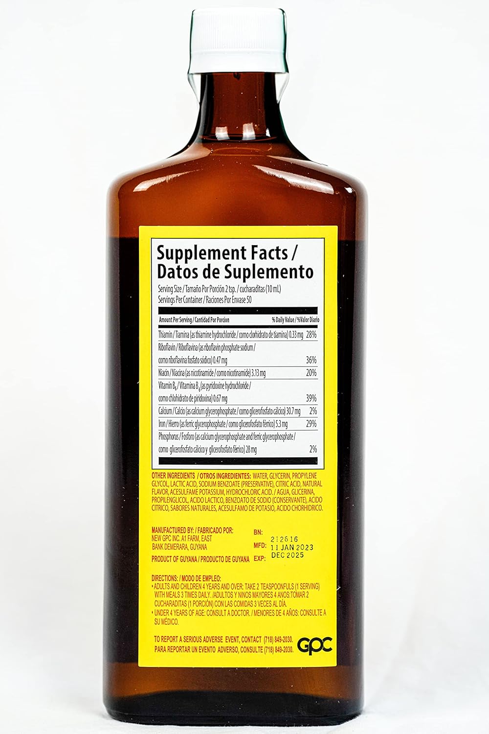 Nutrophos Liquid Dietary Supplement with B Vitamins and Minerals - 500ml Bottle