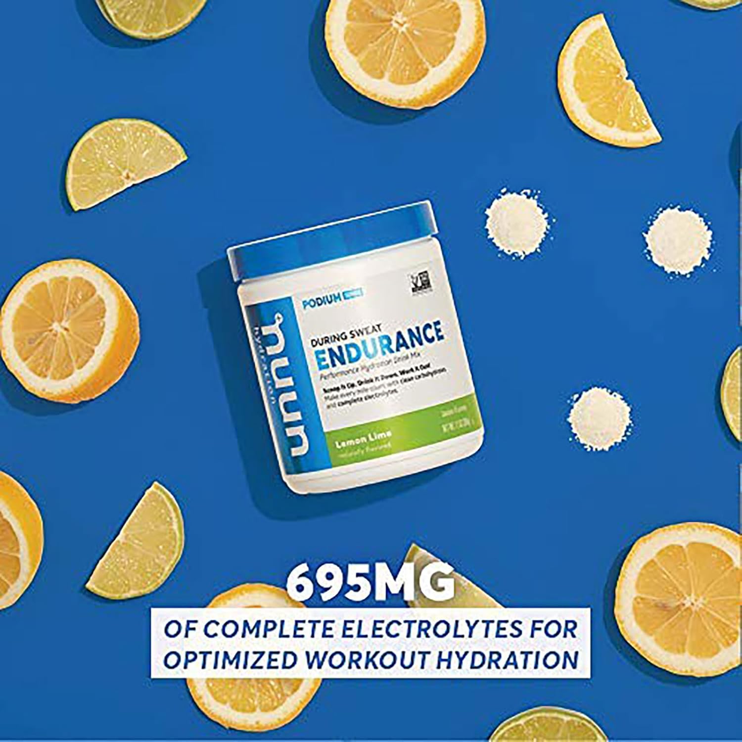 Nuun Hydration Endurance Powder Lemon Lime - Workout Support with 5 Essential Electrolytes, Carbohydrates, Vegan, Non-GMO (16 Servings)