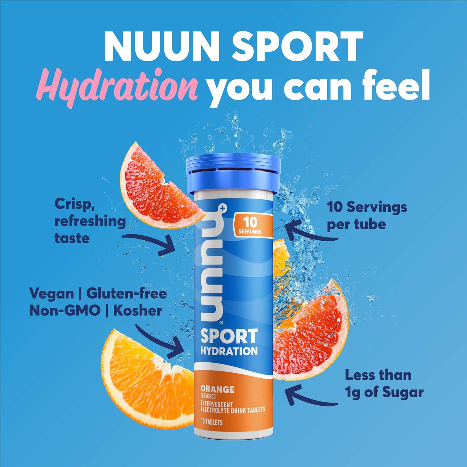 Nuun Sport Electrolyte Tablets - Mixed Citrus Berry Flavors, Dissolvable in Water, 1g Sugar Drink Mix, Vegan, Non-GMO - 4 Pack (40 Servings)